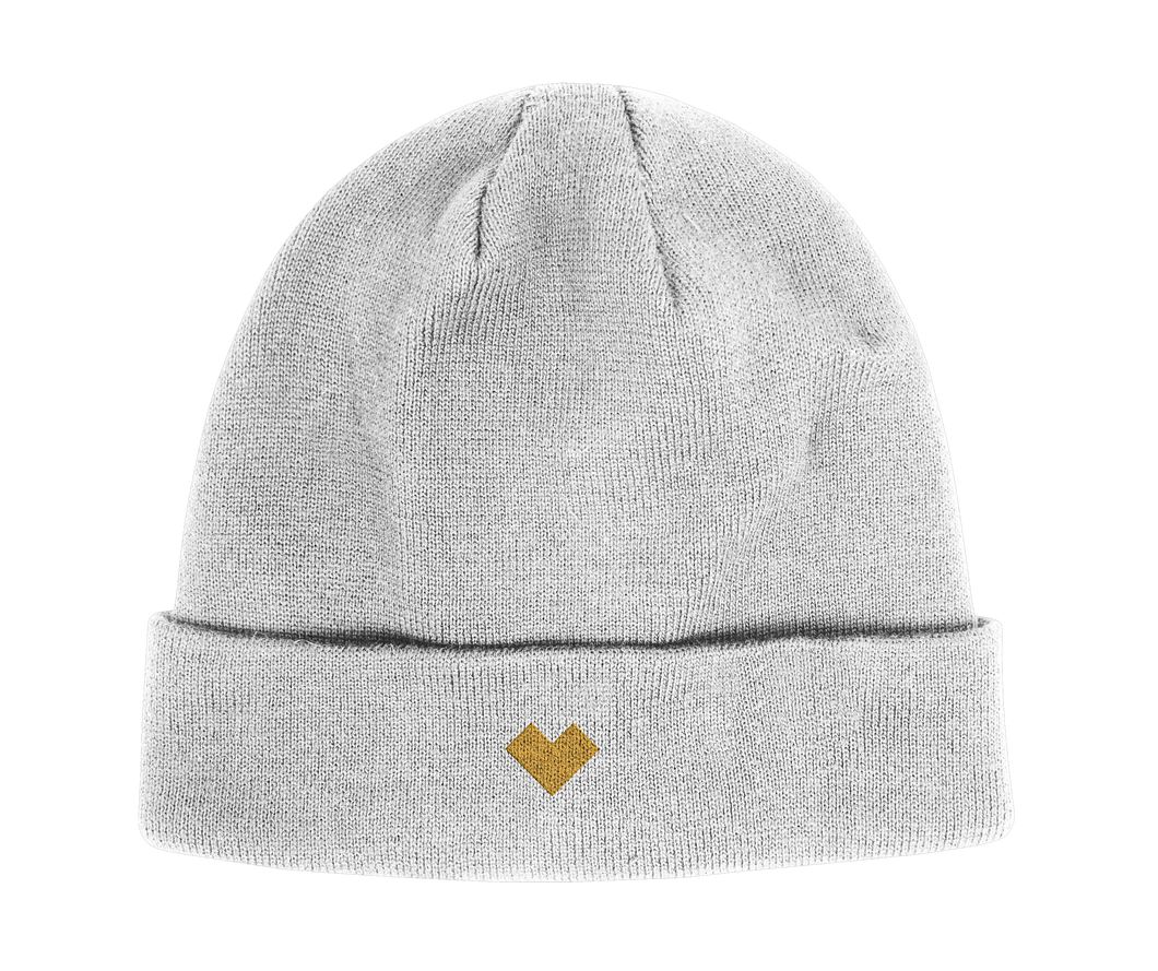 Embroidered Heart White Beanie